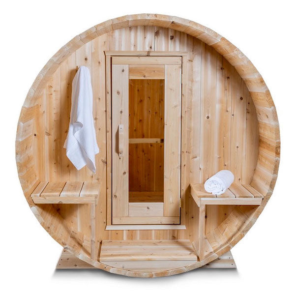 Dundalk Leisurecraft Canadian Timber 3-4 Person Serenity Outdoor Traditional Barrel Sauna