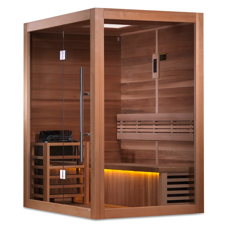 Golden Designs "Hanko Edition" 2 Person Indoor Traditional Sauna - Canadian Red Cedar Interior