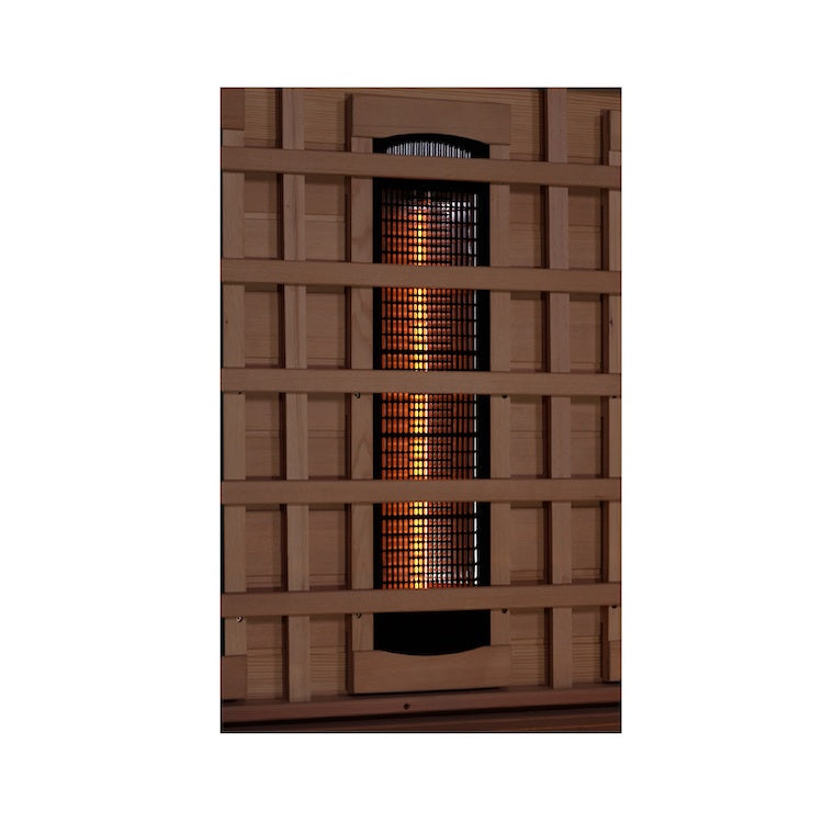 Golden Designs 3-Person Full Spectrum PureTech™ Near Zero EMF FAR Infrared Sauna with Himalayan Salt Bar (Canadian Hemlock)