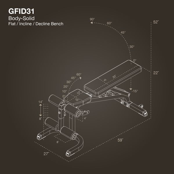 Body-Solid Flat Incline Decline Bench GFID31