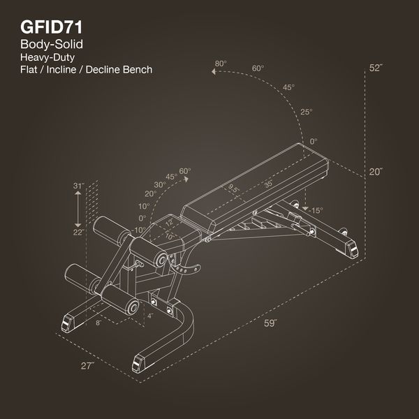 Body-Solid Flat Incline Decline Bench GFID71