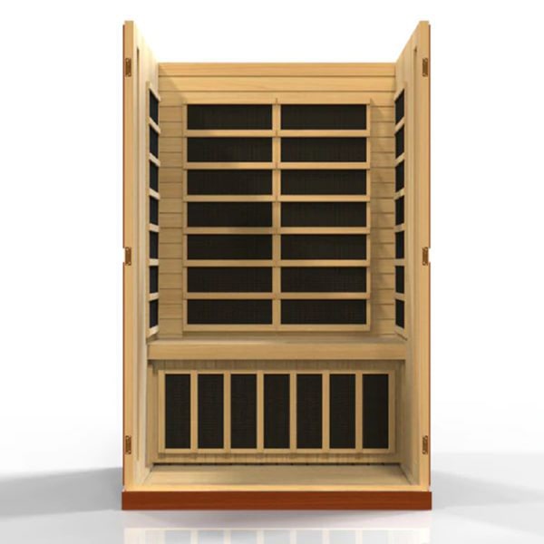 Golden Designs Dynamic 2-person Low EMF FAR Infrared Sauna - Vittoria Edition Front View Interior
