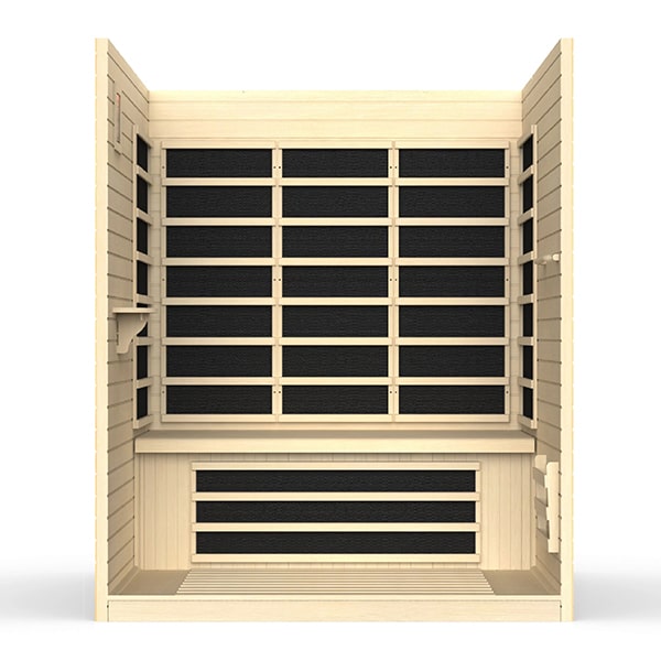 Golden Designs Dynamic 3-person Ultra Low EMF FAR Infrared Sauna - Vila Edition Front View Interior