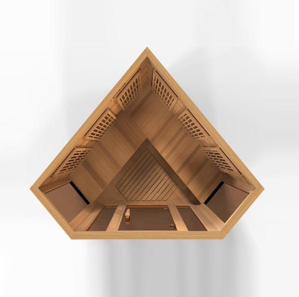 Maxxus 3-Person Corner Low EMF FAR Infrared Sauna (Canadian Red Cedar)