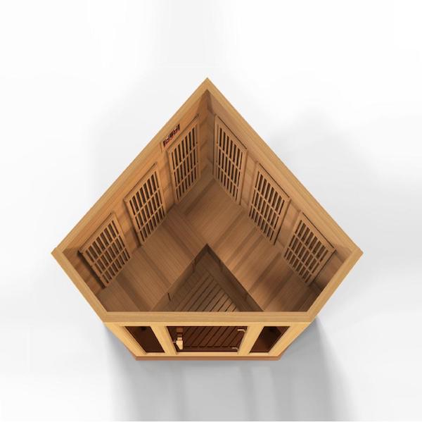 Maxxus 3-Person Corner Low EMF FAR Infrared Sauna (Canadian Hemlock)