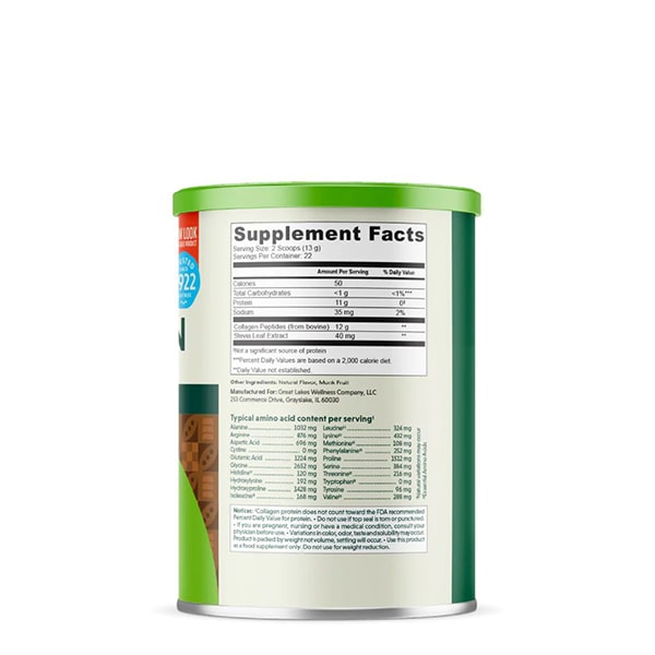 Great Lakes Wellness Daily Wellness Collagen Side View Chocolate