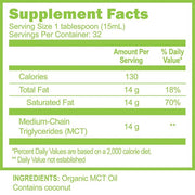 Great Lakes Wellness Organic MCT Oil Supplement Facts