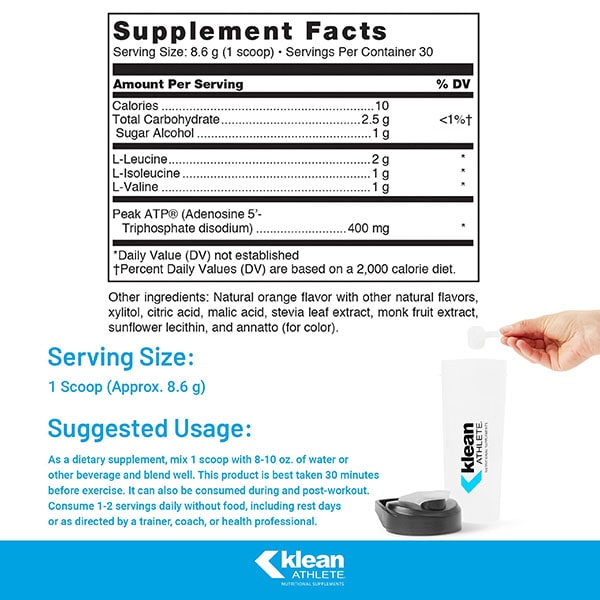 Klean BCAA + Peak ATP® Supplement Facts