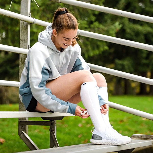Lasso Performance Compression Socks - White Over The Calf Sock Details 2