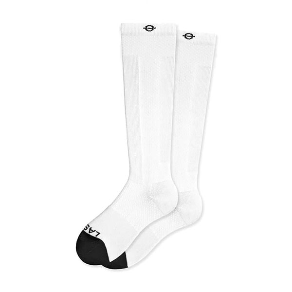 Lasso Performance Compression Socks - White Over The Calf Sock Front View