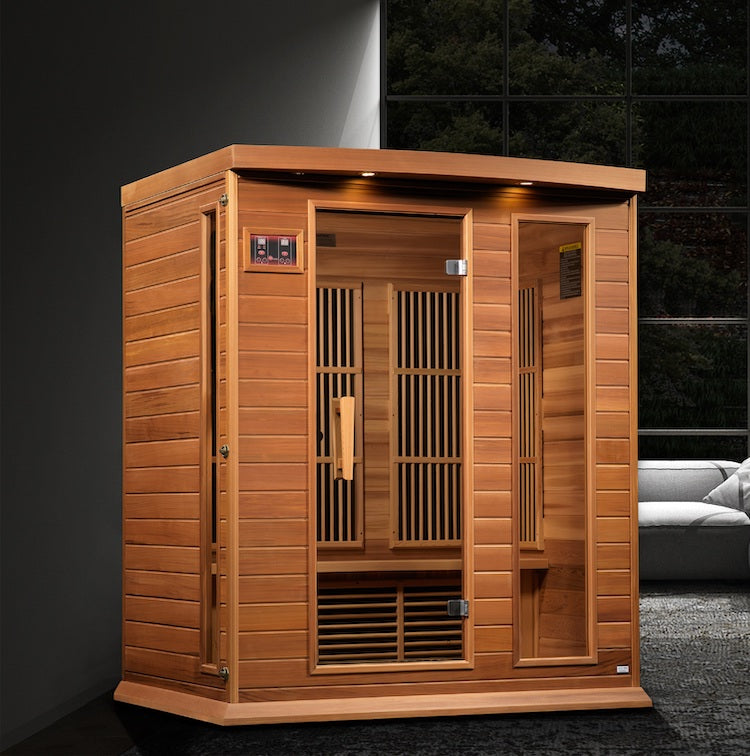 Maxxus 3-Person Near Zero EMF FAR Infrared Sauna (Canadian Red Cedar)