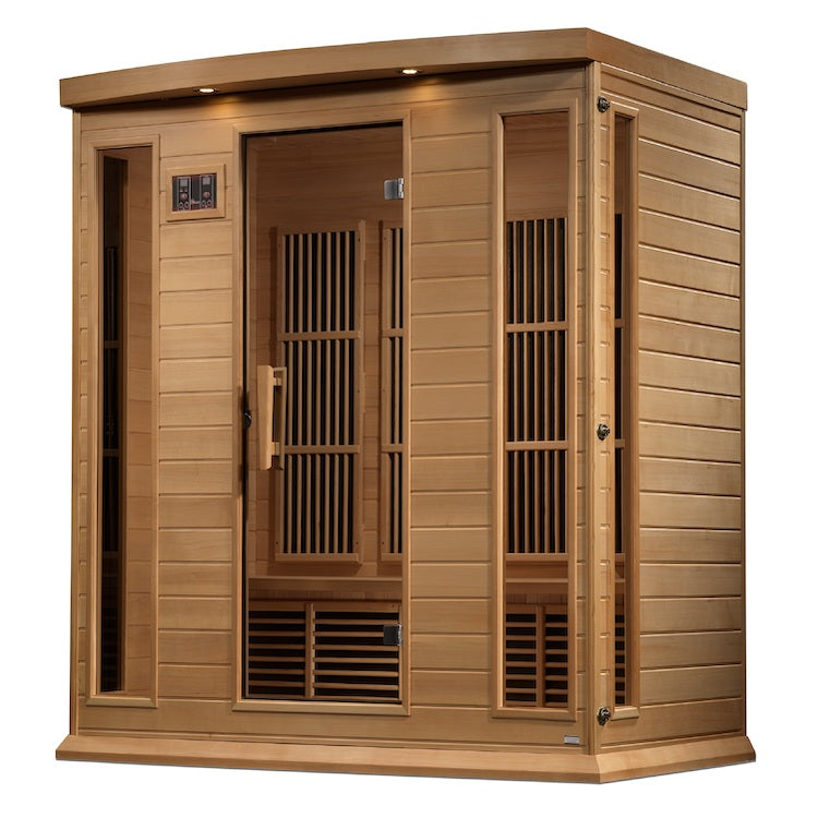 Maxxus 4-Person Corner Near Zero EMF FAR Infrared Sauna (Canadian Hemlock)