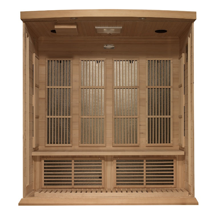Maxxus 4-Person Corner Near Zero EMF FAR Infrared Sauna (Canadian Hemlock)