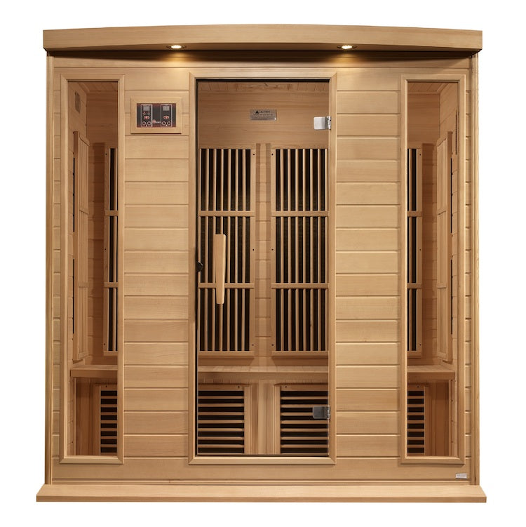 Maxxus 4-Person Corner Near Zero EMF FAR Infrared Sauna (Canadian Hemlock)