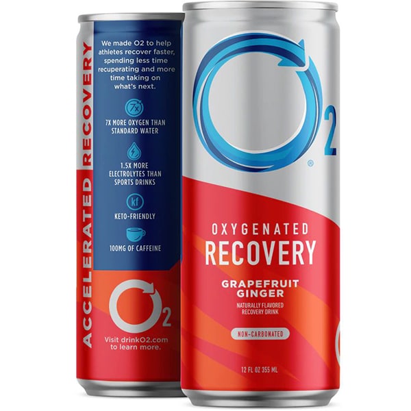 O2 Oxygenated Natural Caffeine Free Sports Recovery Drink Grapefruit Ginger
