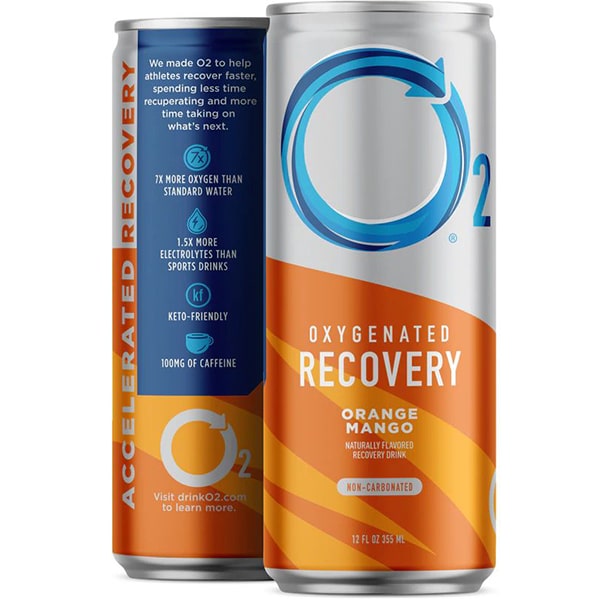 O2 Oxygenated Natural Caffeine Free Sports Recovery Drink Orange Mango