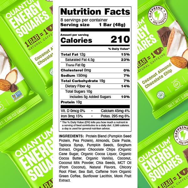 Quantum Energy Squares Coconut Almond Chocolate Chip Nutrition Facts