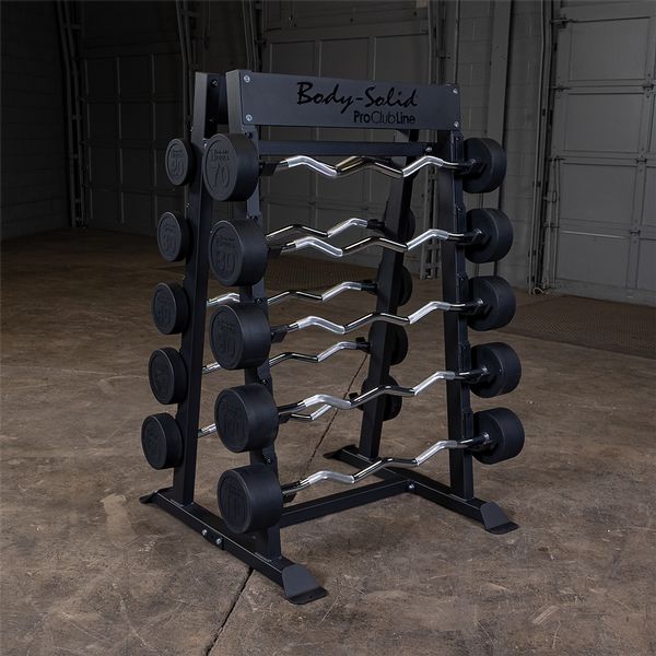 Body Solid Fixed Barbell, Fixed Curl Bar Rack