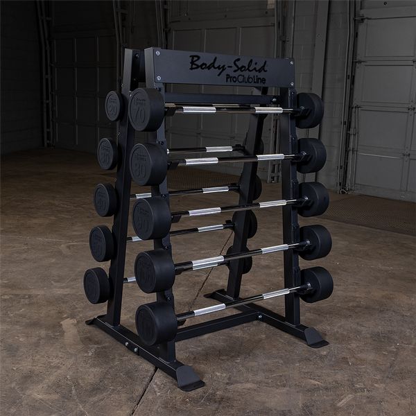 Body Solid Fixed Barbell, Fixed Curl Bar Rack
