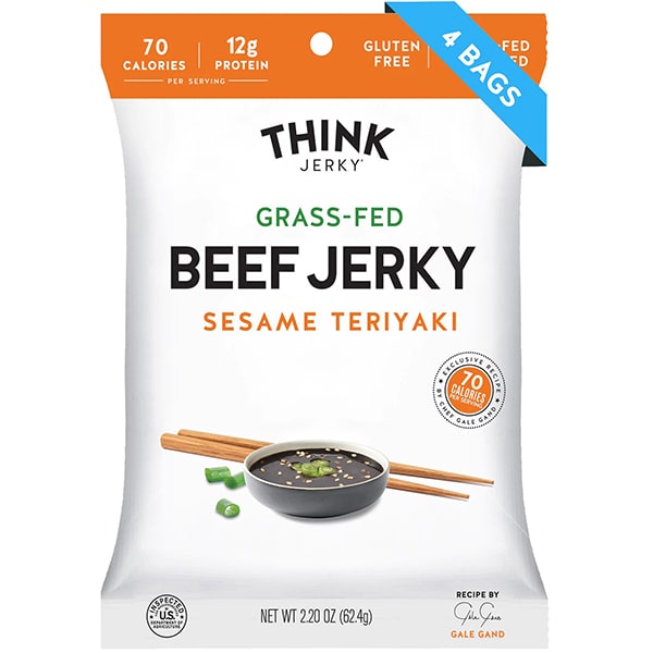Think Jerky 100% Grass-Fed Beef Jerky - Sesame Teriyaki 2.2oz 4 Pack