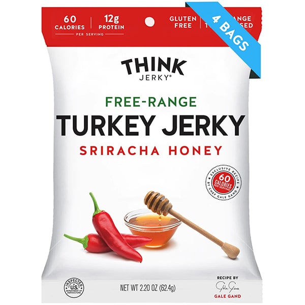 Think Jerky Free-Range-Turkey Jerky - Sriracha Honey - 2.2oz 4 Pack