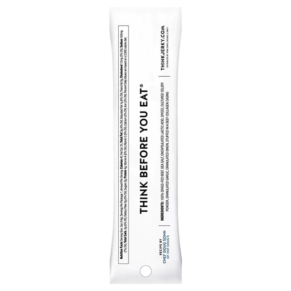 Think Jerky Original 100% Grass-Fed Beef Stick - .5oz Box of 20 Back View