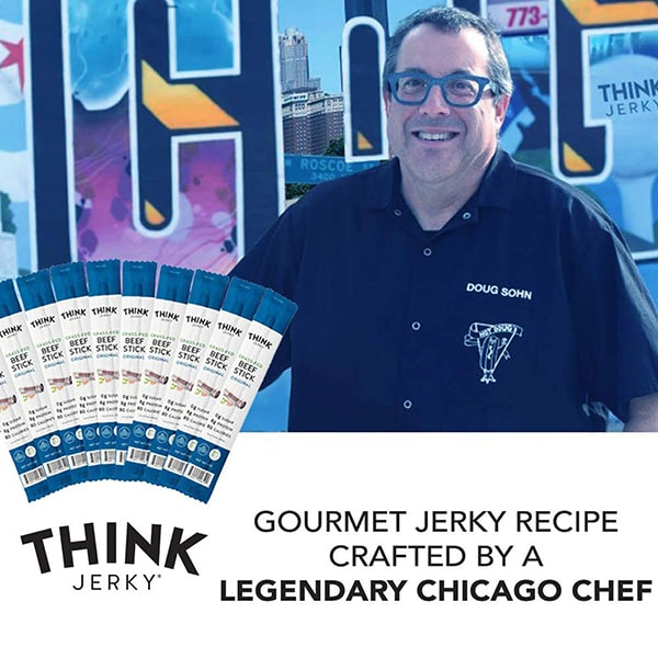 Think Jerky Original 100% Grass-Fed Beef Stick - 1oz Box of 20 Crafted