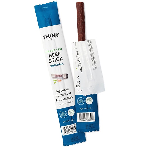 Think Jerky Original 100% Grass-Fed Beef Stick - 1oz Box of 20 Top View