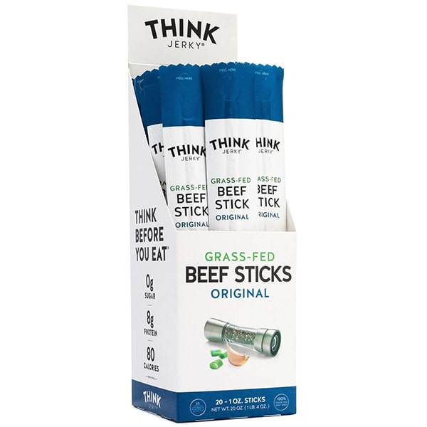 Think Jerky Original 100% Grass-Fed Beef Stick - 1oz Box of 20