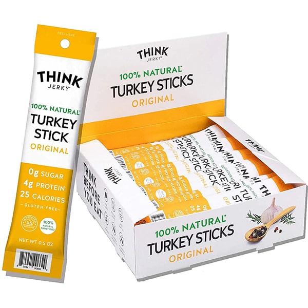 Think Jerky Original 100% Natural Turkey Stick - .5oz Box of 20