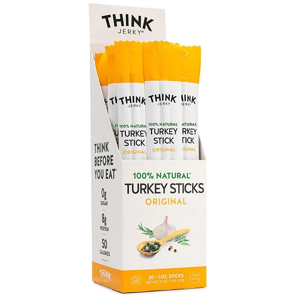 Think Jerky Original 100% Natural Turkey Stick - 1oz Box of 20