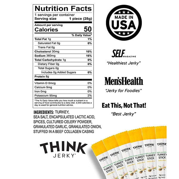 Think Jerky Original 100% Natural Turkey Stick Nutrition Facts