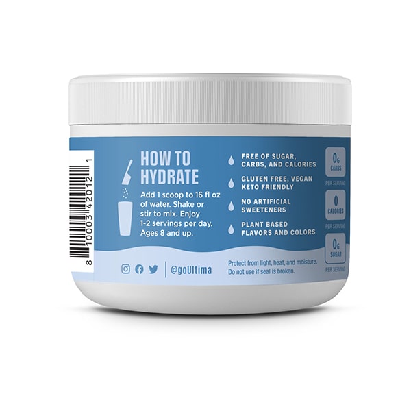 Ultima Replenisher - 30 Serving Tub Blue Raspberry Side