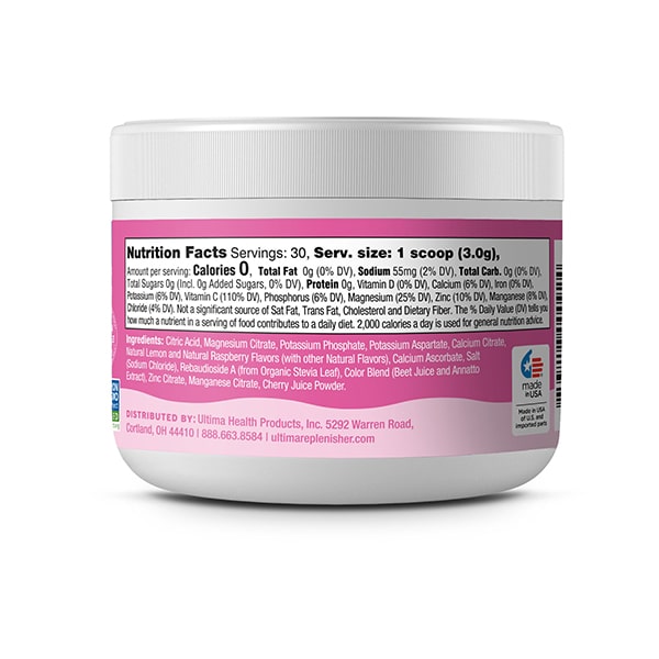 Ultima Replenisher - 30 Serving Tub Pink Lemonade Back