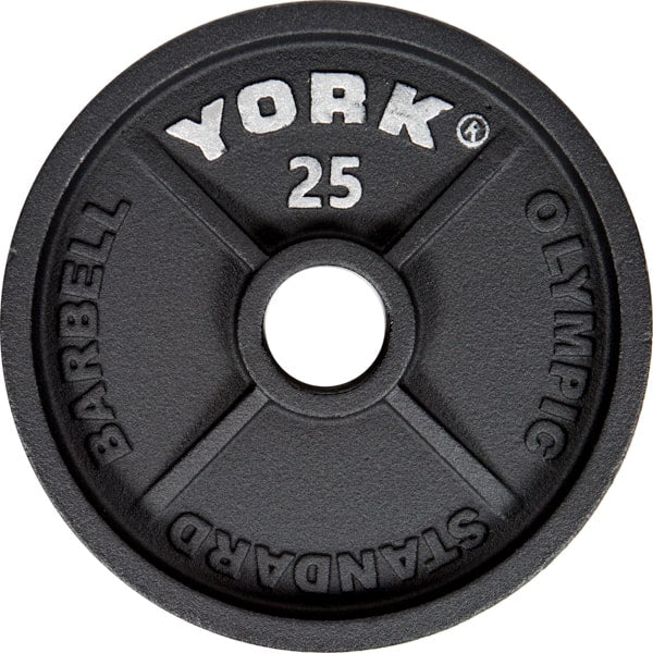 York Barbell 2 Cast Iron Olympic Weight Plates 25 lbs