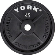 York Barbell 2 Cast Iron Olympic Weight Plates 45 lbs