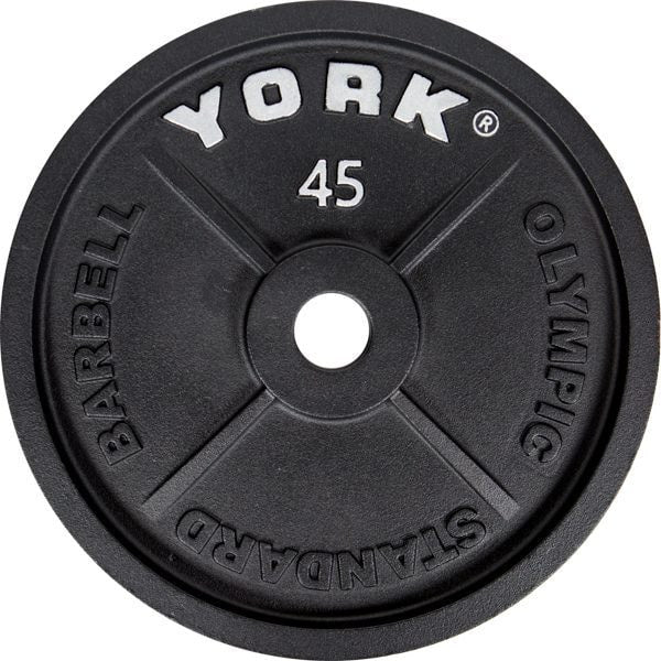 York Barbell 2 Cast Iron Olympic Weight Plates 45 lbs