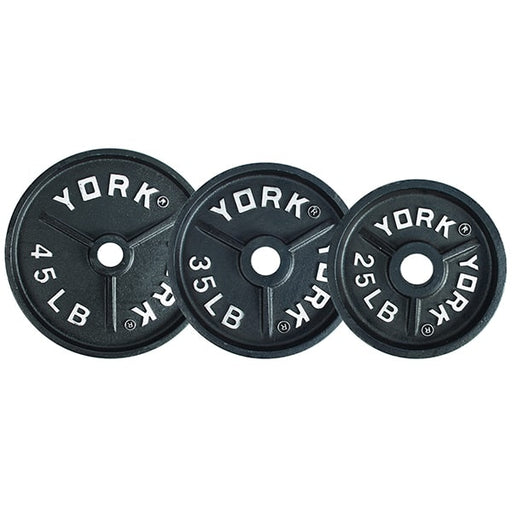 York Barbell 2 Deep Dish Olympic Weight Plates Front View