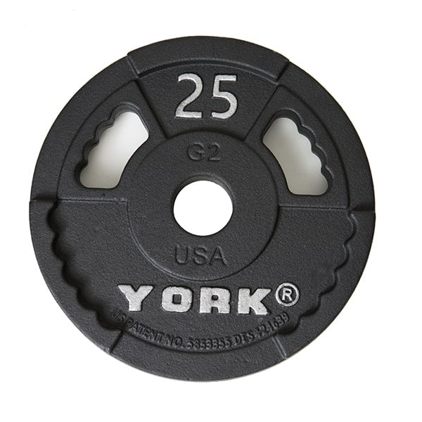York Barbell 2 G-2 Cast Iron Olympic Weight Plate 25 lb