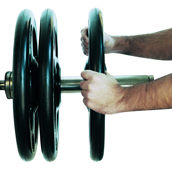 York Barbell 2 Iso-Grip Steel Olympic Plate Setting Up 1
