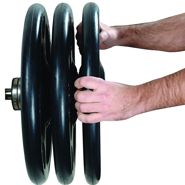 York Barbell 2 Iso-Grip Steel Olympic Plate Setting Up 2