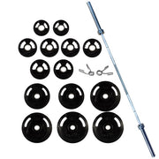 York Barbell 300Lb G-2 Rubber Olympic Plate Set Top View