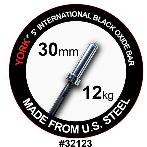 York Barbell 5' International Black Oxide Bar American Made