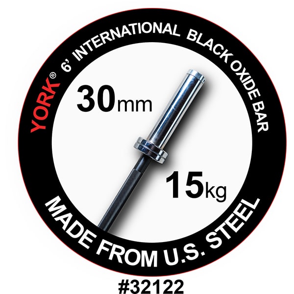 York Barbell 6' International Black Oxide Bar American Made