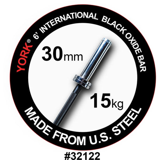 York Barbell 6' International Black Oxide Bar American Made