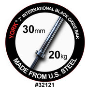 York Barbell 7' International Black Oxide Weight Bar – 30mm American Made