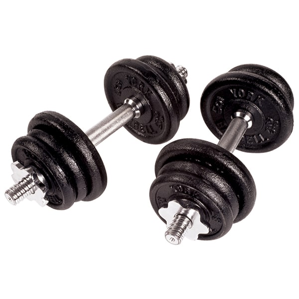 York Barbell Black Cast Iron Adjustable S/L Dumbbell Set