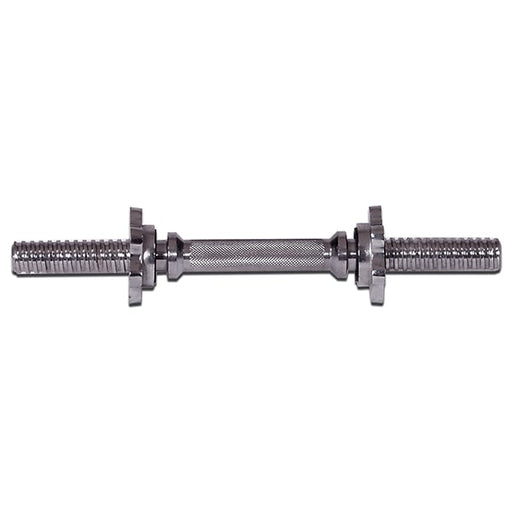 York Barbell Chrome 14 Spin-Lock Dumbbell Handle w Spin-Lock Collars Front View