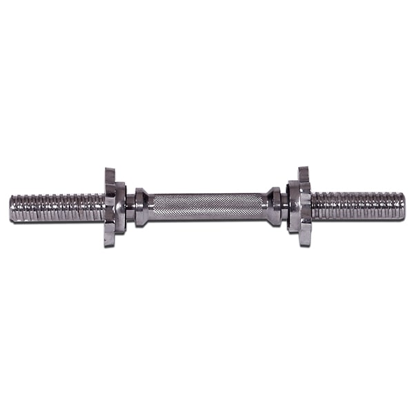 York Barbell Chrome 14 Spin-Lock Dumbbell Handle w Spin-Lock Collars Front View