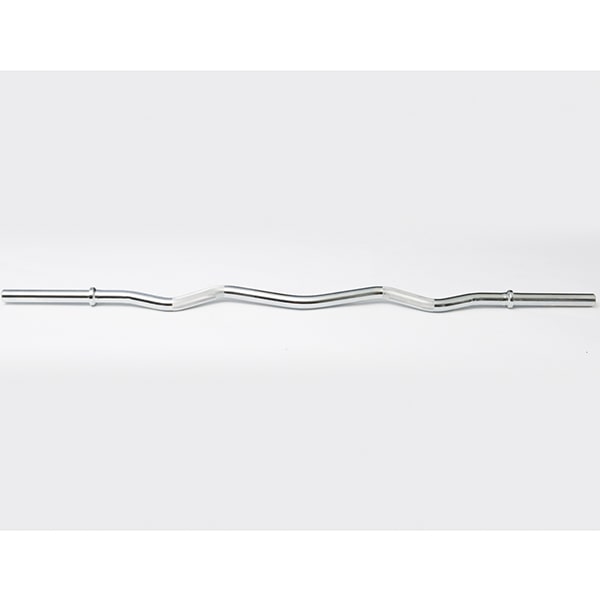 York Barbell Chrome Curl Bar w Fixed Inner Collars Front View